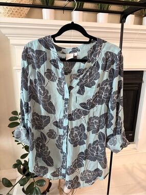 Zac & Rachel Aqua Blue Floral Button-Down Shirt
